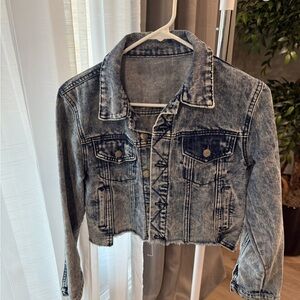 Zara Blue Denim Cropped Jacket